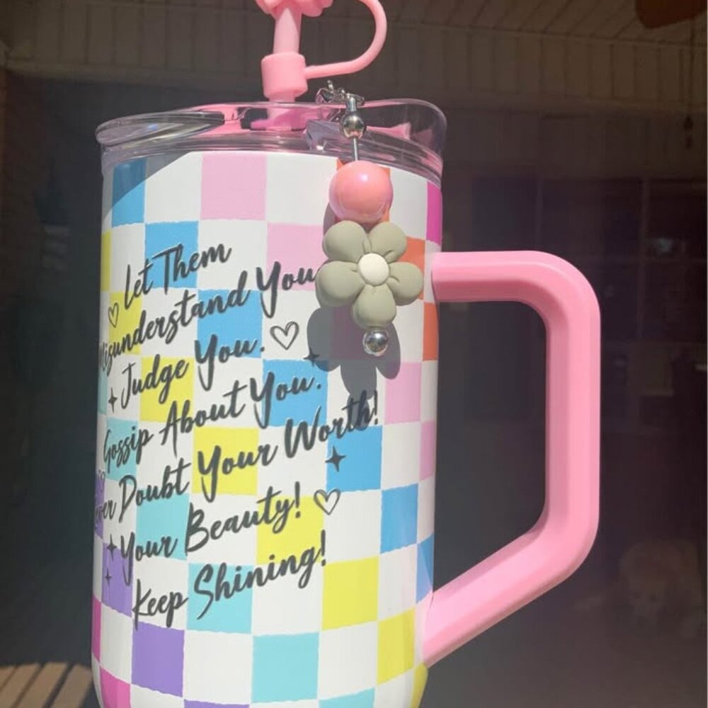 Let Them Checkered Tumbler Set